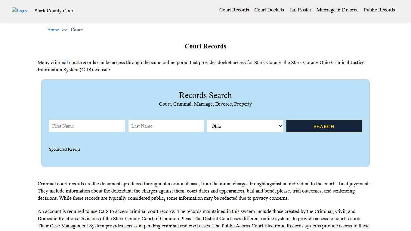 Court Records Stark County Court