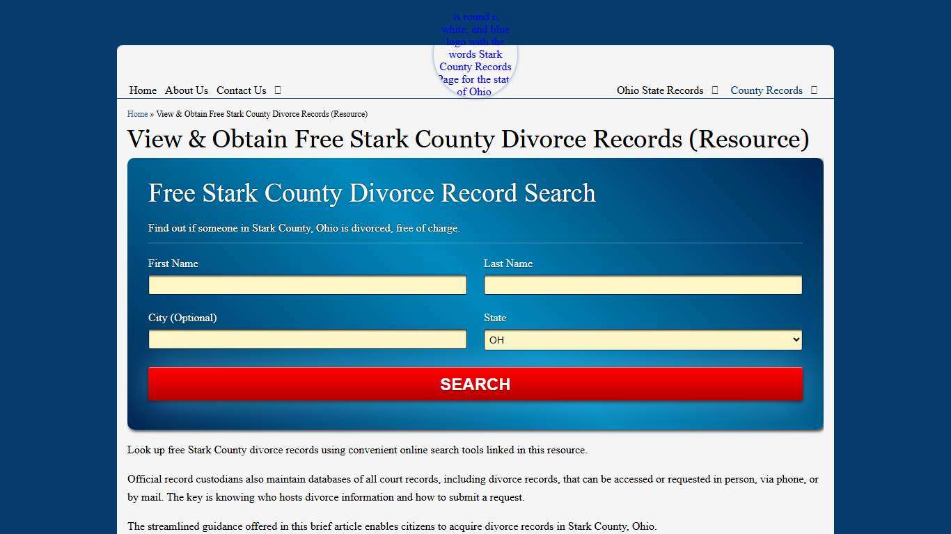 View & Obtain Free Stark County Divorce Records (Resource)